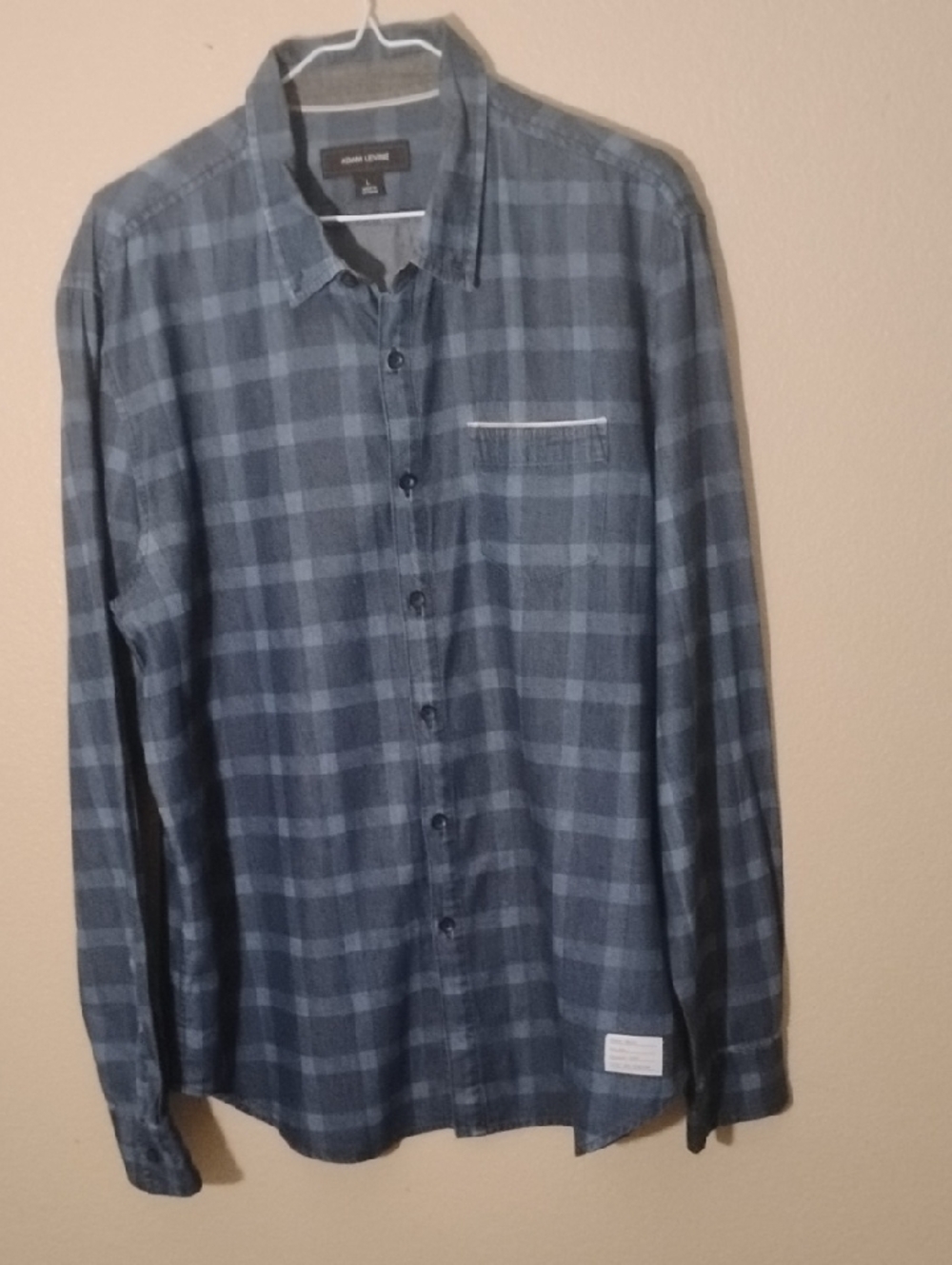 Adam Levine Collection Men's Blue Plaid Button-Down Shirt